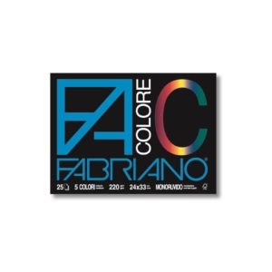 Blocco Fabriano Colore - 33x48 cm - 5 Colori Assortiti - 220g/m² - 25 fogli