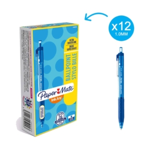 Penna a scatto Blu - Paper Mate InkJoy 300 - grip in gomma - punta media