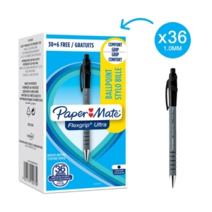 Penne a sfera a scatto Flexgrip Ultra Recycled Paper Mate - 1,0 mm - Nero (conf.36)