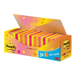 Foglietti colorati Post-it® Notes neon Assortito neon - blocchetti da 100 fogli - 76x76 mm (conf.24)