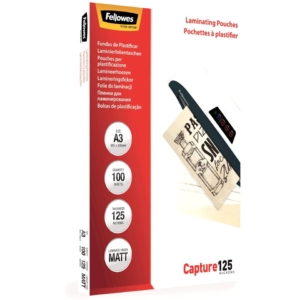 Pouches A3 per plastificatrici Fellowes - 125µm per lato - lucida (conf.100)