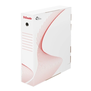 Scatola archivio Boxi LG Esselte per tabulati bianco/rosso - Contenitori moduli in continuo in cartone riciclato