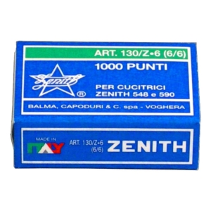 Punti metallici Zenith - 130/Z6 (6/6) - Passo 6 mm (10 scatole da 1000 punti)