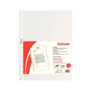 Buste perforazione universale Trasparenti Esselte ESSENTIALS - 21x29,7cm - goffrata antiriflesso (conf.100)