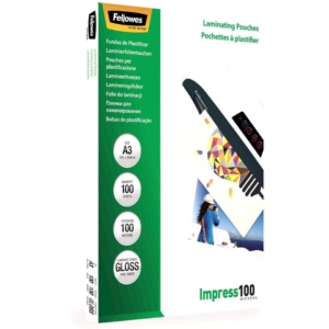 Pouches A3 per plastificatrici Fellowes - 100µm per lato - lucida (conf.100)
