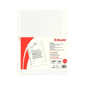 Buste perforazione universale Trasparenti Esselte ESSENTIALS - 22x30cm - goffrata antiriflesso (conf.100)