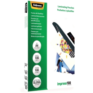 Pouches A4 per plastificatrici Fellowes - 100µm per lato - lucida - (conf.100)
