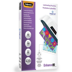 Pouches A4 per plastificatrici Fellowes - 80µm per lato - lucida (conf.100)