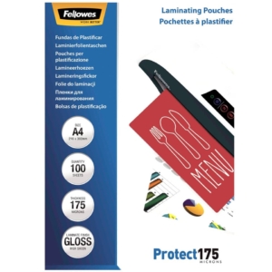 Pouches A4 per plastificatrici Fellowes - 175µm per lato - lucida (conf.100)