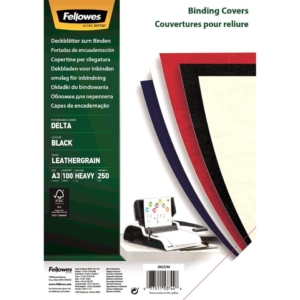 Copertine per rilegatura in similpelle A3 Fellowes Delta - cartoncino goffrato - 250g/m² - Nero (conf.100)