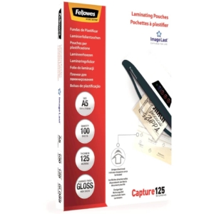 Pouches A5 per plastificatrici Fellowes - 125µm per lato - lucida (conf.100)