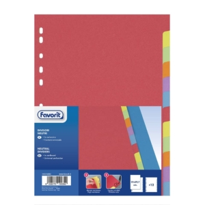 Divisori in cartoncino per raccoglitori A4 - Elba - 12 tacche colorate - 100204882 (conf.12 tacche)