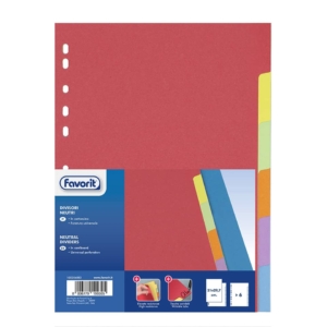 Divisori in cartoncino per raccoglitori A4 - Elba - 6 tacche colorate - 100204883