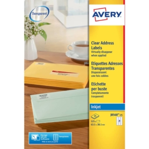 Etichette Trasparenti QuickPEEL™ Avery in poliestere - Ink-jet - 63,5x38,1 mm - 21 etichette per foglio - J8560-25 (conf.25 fogli)