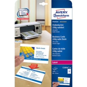 Biglietti da visita Quick&Clean™Avery -Laser-fronte-retro- Bianco satin - 220g/m² - C32016-25 (conf.250 biglietti)