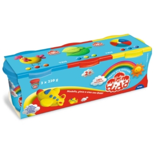 Pasta per giocare DIDO' Tris barattoli 220 gr giallo/rosso/azzurro 390460 (conf.3)