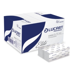 Asciugamani intercalati Lucart piegato a M - pura cellulosa - 32x22,5 cm - 3 veli - 125 fogli per fascetta - 865004R (conf.15 fascette)