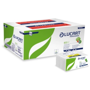 Asciugamani intercalati Lucart - Z - 2 veli - carta ecologica - 23x23,5 cm -220 fogli - 864014