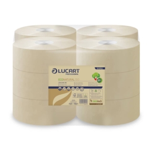 Carta igienica Eco Natural Lucart - mini jumbo - 2 veli - H 9,8xØ18 cm - 405 strappi (conf.12)