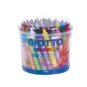 Barattolo di pastelli a cera formato gigante GIOTTO - 11,5 mm - da 3 anni in poi (conf.60)