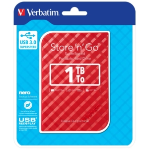 Hard Disk Store 'n' Go 3.0 Verbatim - 1 TB - Rosso - 53203
