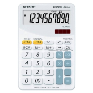 Calcolatrice da tavolo EL-M332B a 10 cifre Sharp - Bianco - SH-ELM332BWH