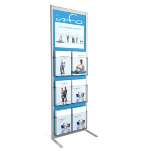 Espositore da terra Infodisplay Paperflow A4 - 7 scomparti - 54x45x159 cm - alluminio - K500035