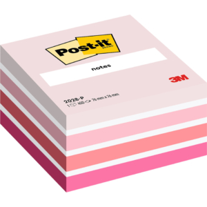 Foglietti riposizionabili Post-it® Cubo Pastello - 76x76 mm - Rosa pastello, Rosa corallo, Rosa neon, Rosa ultra, Bianco