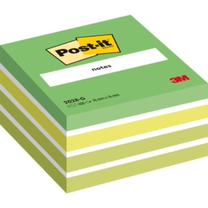 Foglietti riposizionabili Post-it® Cubo Pastello - 76x76 mm - Verde pastello, Verde neon, Verde ultra, 3 Bianco