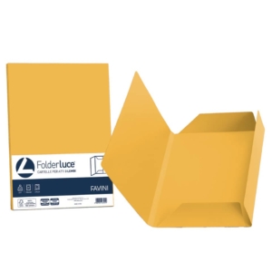 Cartelline in cartoncino 3 lembi Luce&Acqua Favini - 24,5x34,5 cm - Giallo Oro (conf.25)