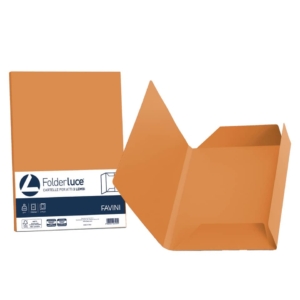 Cartelline in cartoncino 3 lembi Luce&Acqua Favini - 24,5x34,5 cm - Arancio (conf.25)
