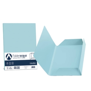 Cartelline in cartoncino 3 lembi Luce&Acqua Favini - 24,5x34,5 cm - Celeste (conf.25)