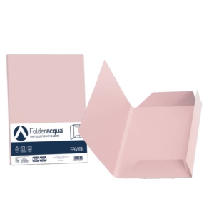 Cartelline in cartoncino 3 lembi Luce&Acqua Favini - 24,5x34,5 cm - Rosa (conf.25)