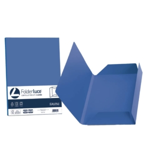 Cartelline in cartoncino 3 lembi Luce&Acqua Favini - 24,5x34,5 cm - Blu di Prussia (conf.25)