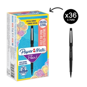 Penne punta fibra Paper Mate Flair/Nylon - M - 1,1 mm Nero (special pack 36)