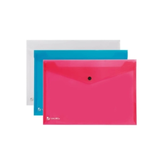 Busta A4 con bottone in plastica - Pull King Mec - PPL - 21x29,7 cm - Assortito