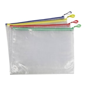 Busta con zip in PVC Beautone trasparente colorata 32,5x24 cm assortiti - D066099