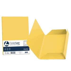 Cartelline in cartoncino 3 lembi Luce&Acqua Favini - 24,5x34,5 cm - Giallo sole (conf.25)