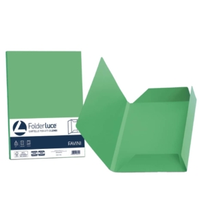 Cartelline in cartoncino 3 lembi Luce&Acqua Favini - 24,5x34,5 cm - Verde (conf.25)