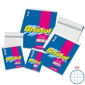 Blocco a quadretti punto metallico BRISTOL Blasetti - A5 - 5 mm - 60 fogli