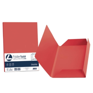 Cartelline in cartoncino 3 lembi Luce&Acqua Favini - 24,5x34,5 cm - Scarlatto (conf.25)