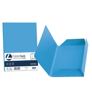 Cartelline in cartoncino 3 lembi Luce&Acqua Favini - 24,5x34,5 cm - Azzurro (conf.25)