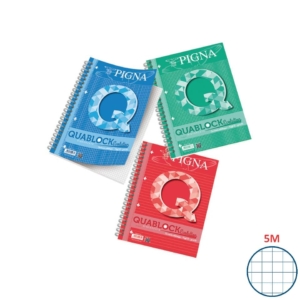 Quaderno a spirale Quablock Evolution Skip Pigna - Banda antristrappo - A4 - 5 mm - 50 fogli