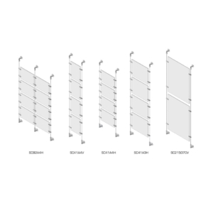 Porta avvisi a cavetto per parete 8 pannelli A4 - Tecnostyl in acril. 70x4,5x400 cm con viti+tAssortito - silver-SC82A4H