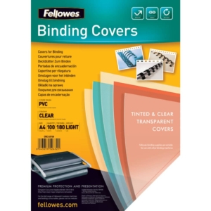 Copertine in PVC per rilegatura Fellowes - A4 - 180µm - Trasparente finitura lucida - 5375901 (conf.100)