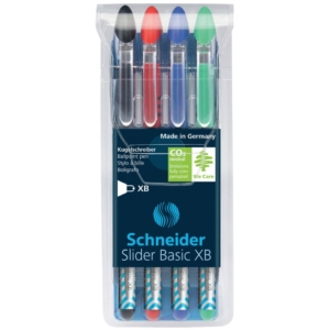 Penne a sfera Schneider Slider Basic - tratto XB - Colori Assortiti (astuccio da 4)