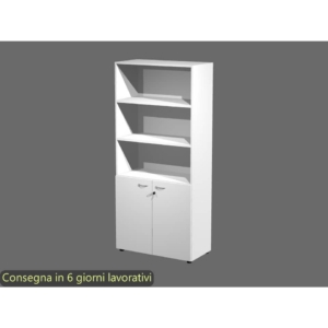 Armadio da ufficio Bianco con ante basse Artexport 2898 in melaminico - 90x45,8x200h - con serratura