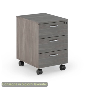 Cassettiera a tre cassetti montata Artexport Presto 43x52x59,5 cm Frassino toscano/Grigio alluminio - 60019/F