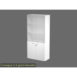 Armadio componibile Artexport 2898 - vetro e melaminico - L90 P45,8 H200 cm - Bianco