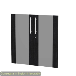 Coppia ante in vetro per mobile basso Artexport Flora Nero venato - L80 H77 SP. 1,8 cm - 91068M/8